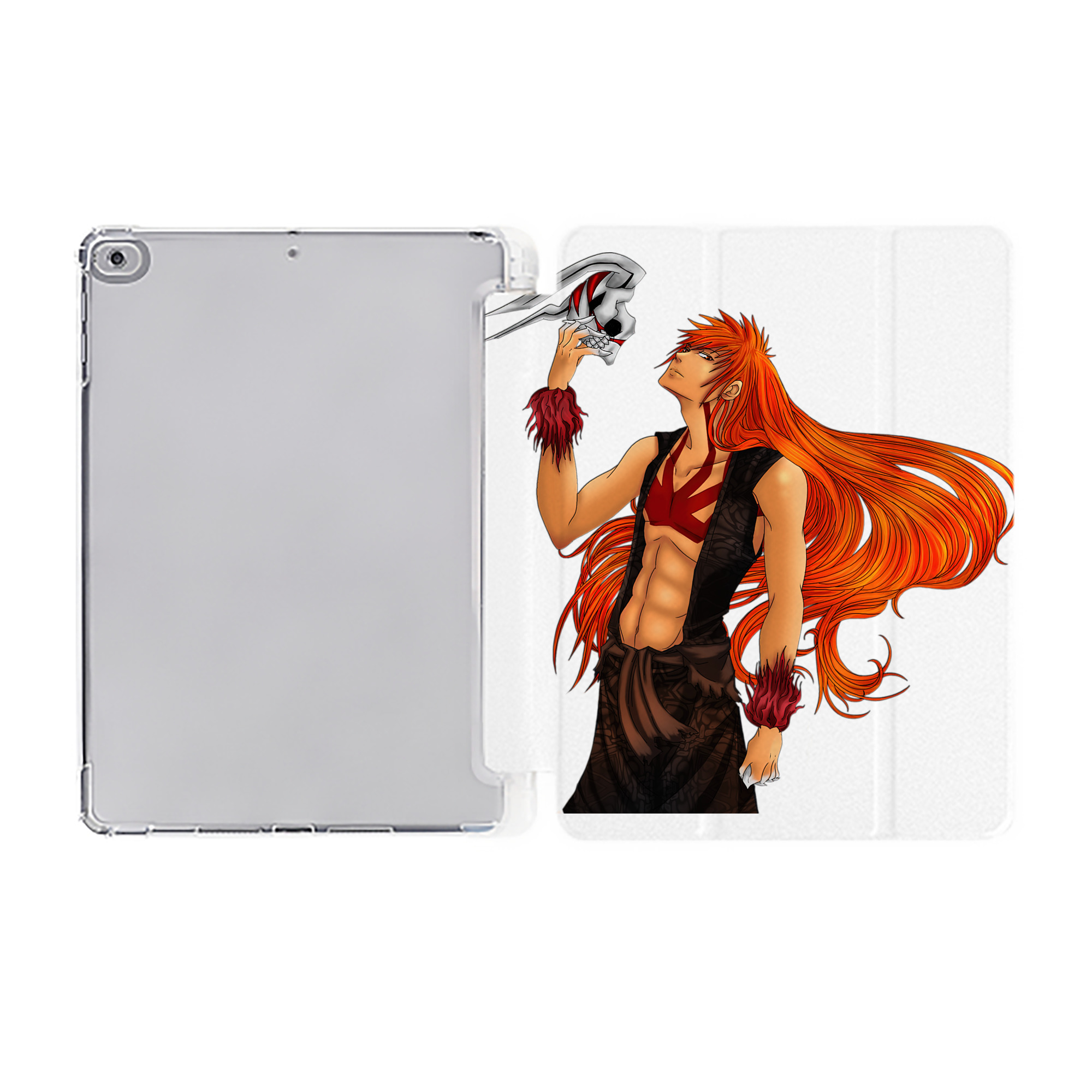 （画像用） ブリーチ 黒崎一護（くろさき いちご）BLEACH Kurosaki Ichigo IPad ケース ペン収納付き 三つ折りスタンド PUレザー×シリコン 対応機種9.5/10.5/10.9インチ